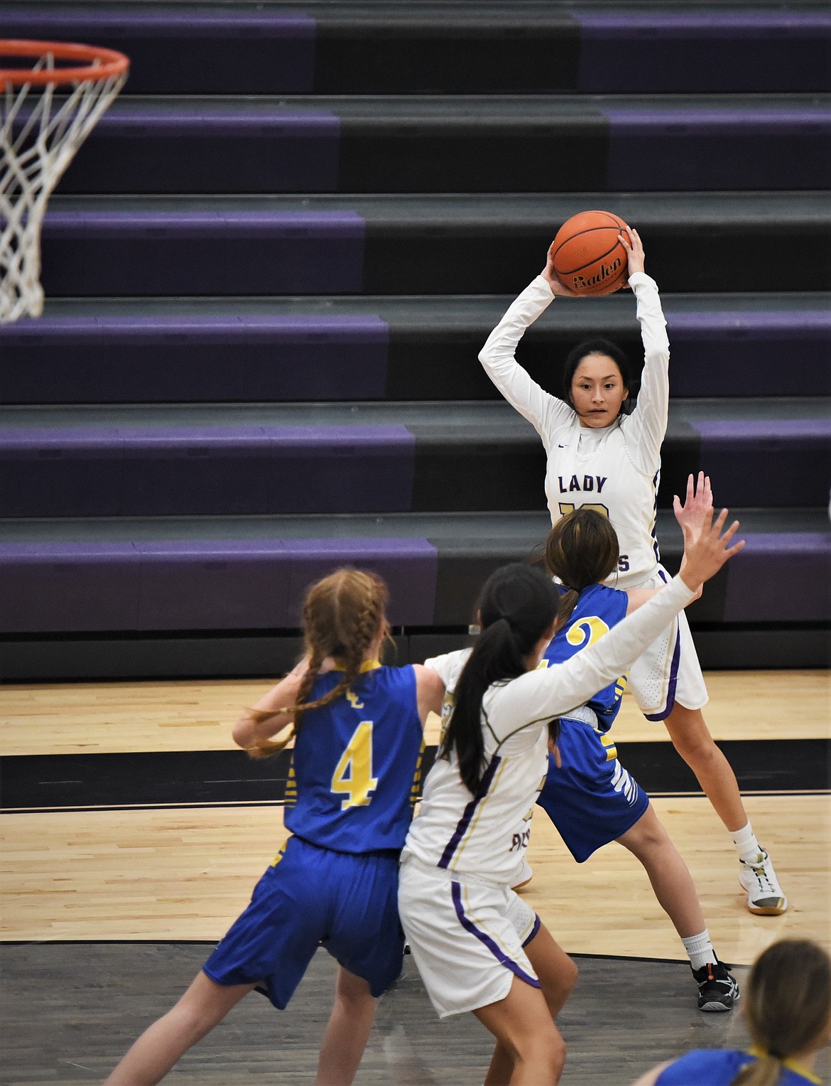 Polson's Jaivin Bad Bear looks to make a pass against Libby. (Scot Heisel/Lake County Leader)