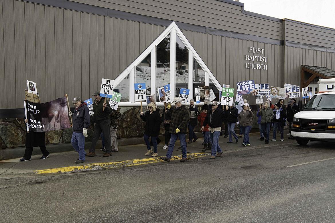 People participate in the March for Life event in Thompson Falls. (Tracy Scott/Valley Press)