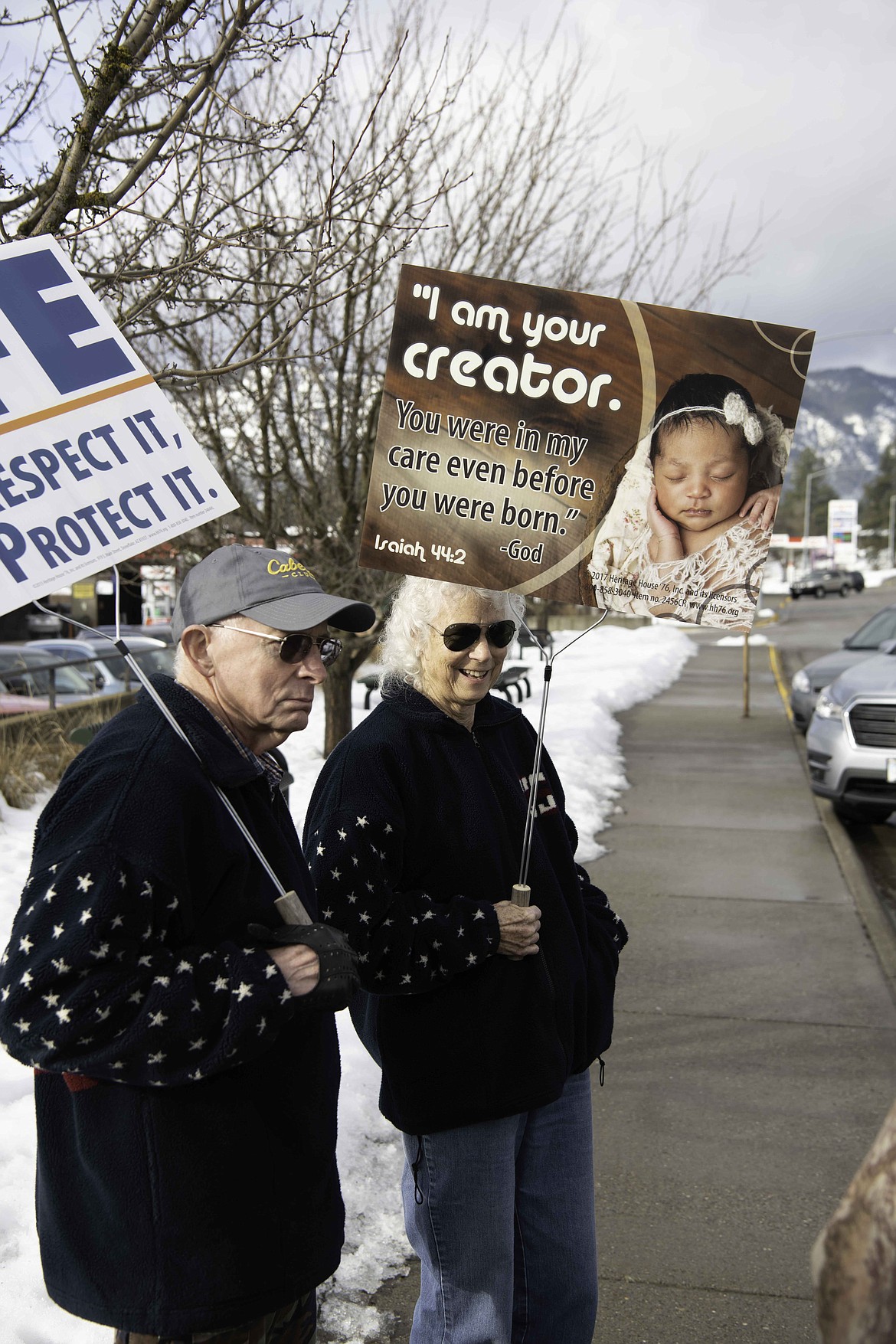 Carolyn and Robert Pievson at the March for Life even in Thompson Falls. (Tracy Scott/Valley Press)