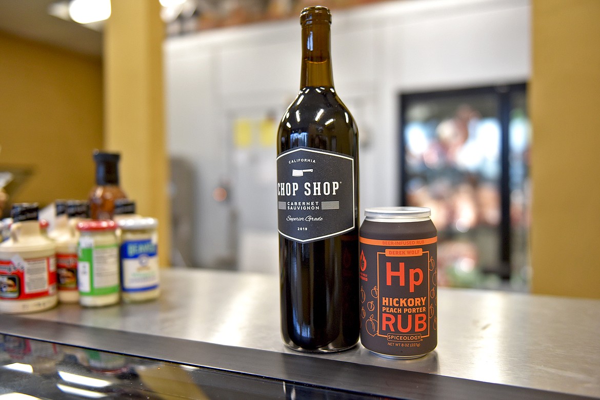 The Alpine Chopp Shoppe sells a variety of meat rubs, marinades, seasonings and wine in addition to custom meat cuts. (Whitney England/Whitefish Pilot)