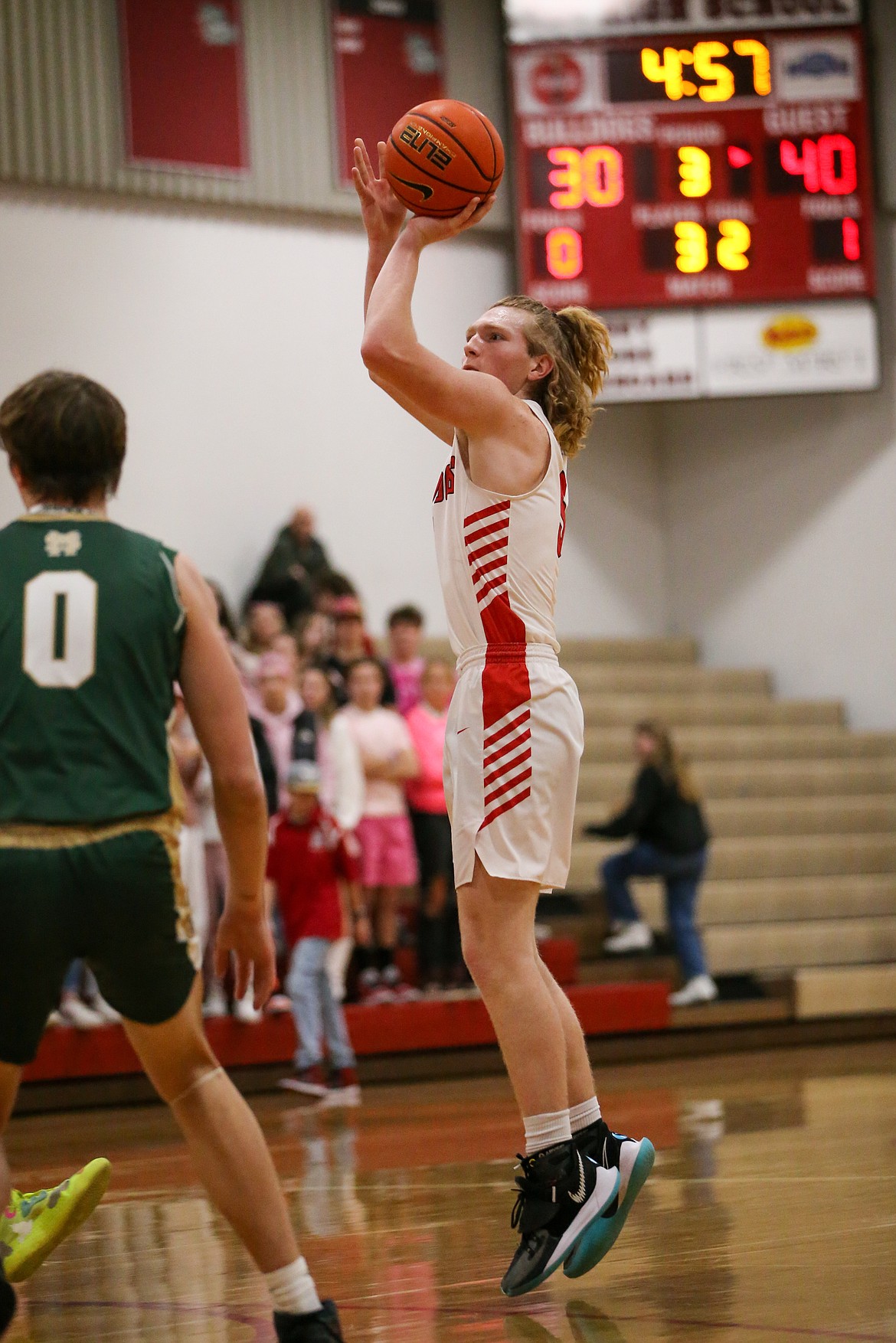 Jacob Eldridge rises up for a jumper during the second half of Tuesday's game.