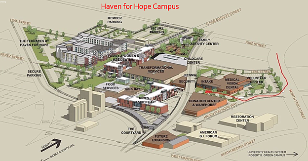 This image was presented at the Moses Lake City Council meeting and intended to provide a visual for what a campus could be and help the public understand the new center will have many services. It is not Moses Lake.