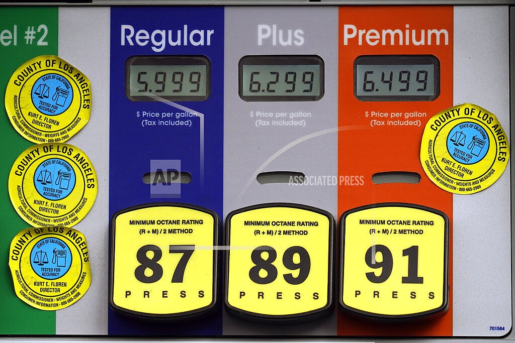 High gas prices are posted at a full service gas station in Beverly Hills, Calif., Nov. 7, 2021. Oil prices, which have a big impact on the price of gasoline and home heating oils, have been on an up-and-down ride since the fall. And while oil prices are usually pretty volatile, the constantly change nature of the coronavirus pandemic has made predicting the ups and downs even harder. (AP Photo/Damian Dovarganes)