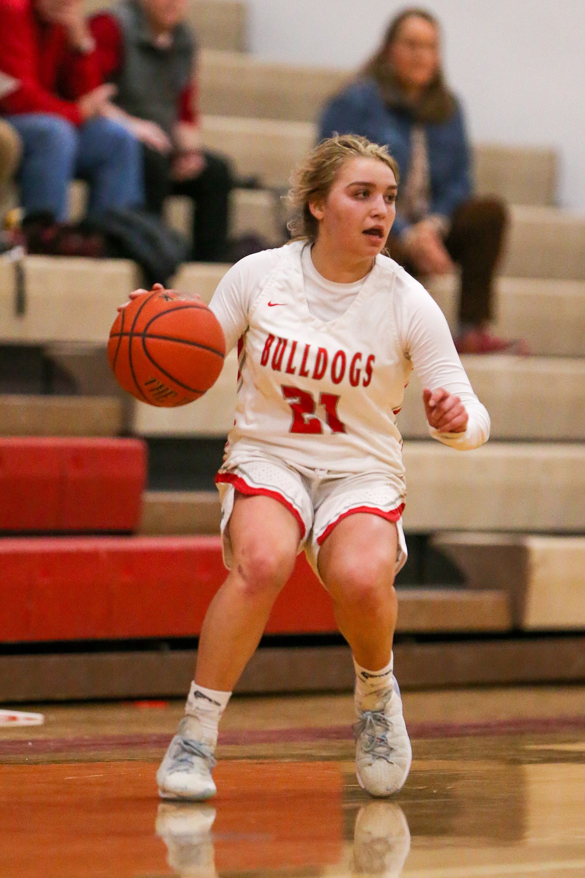 Destiny Lyons looks to make a play Saturday at Les Roger Court.