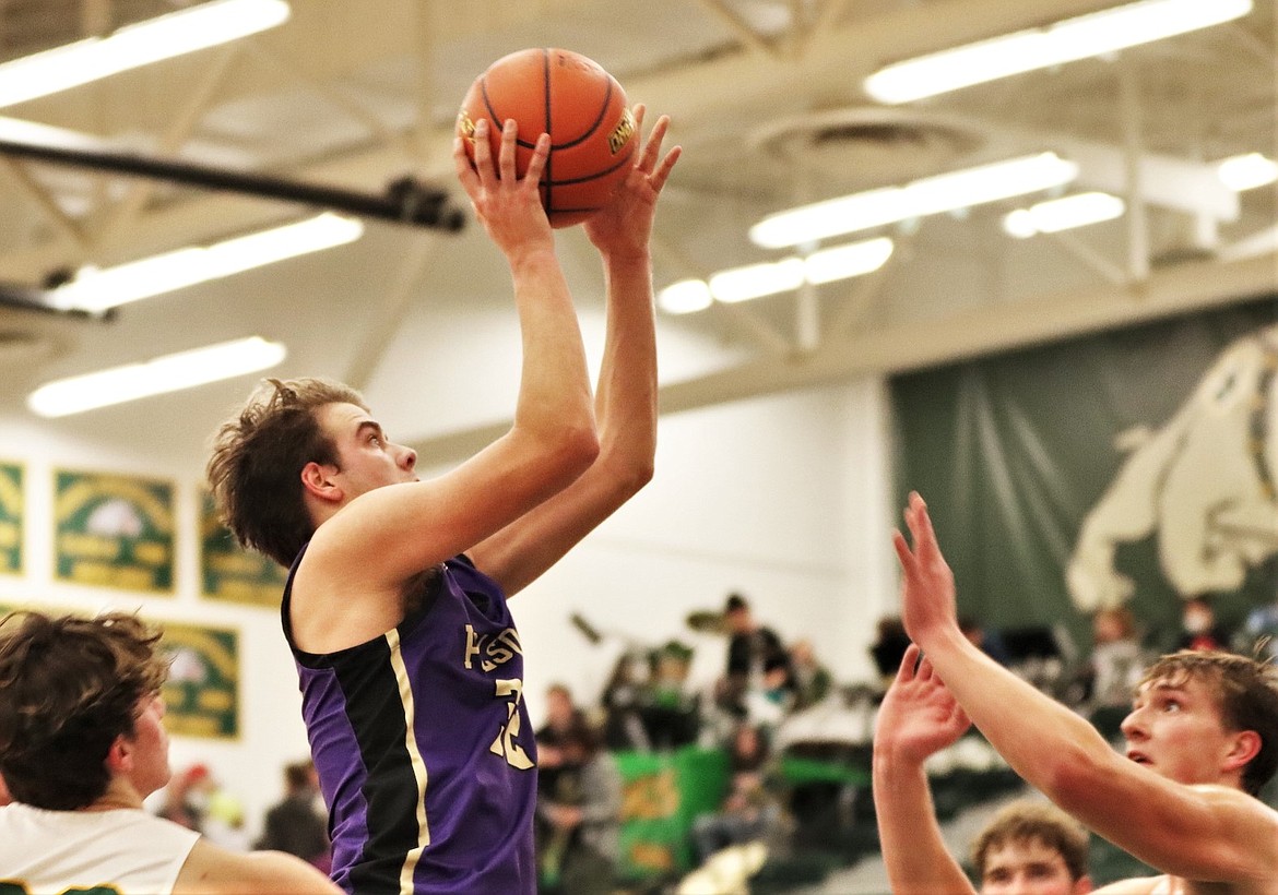 Colton Graham takes a jumpshot against Whitefish. (Courtesy of Niki Graham)