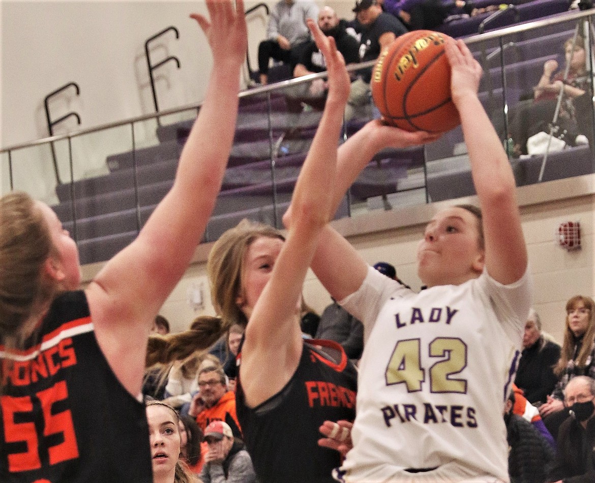 Grace Simonich takes a shot against Frenchtown. (Courtesy of Bob Gunderson)