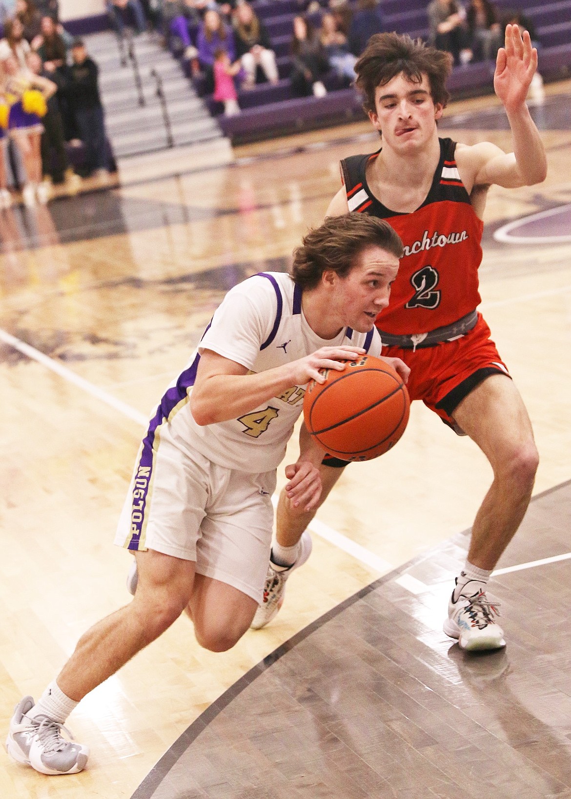 Polson's Xavier Fisher moves the ball against Frenchtown. (Courtesy of Bob Gunderson)