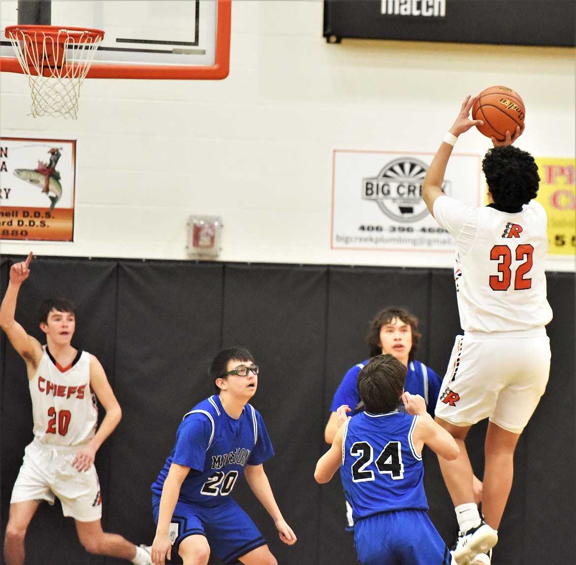 Ronan's Marlo Tonasket puts up a jumper against Mission. (Scot Heisel/Lake County Leader)