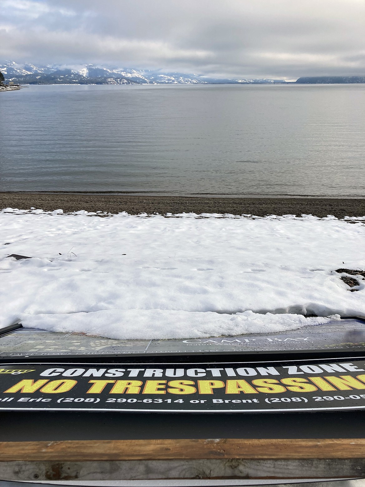 A trespassing sign in the Camp Bay Road area. Whether 50 feet of shoreline in Camp Bay stays open to the public is scheduled to be decided by the Bonner County commissioners on Feb. 16.