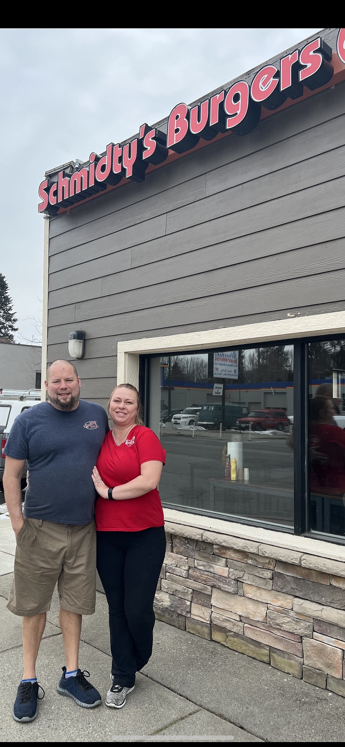 Owners Nate and Denise Schmidt of Schmidty's Burgers.