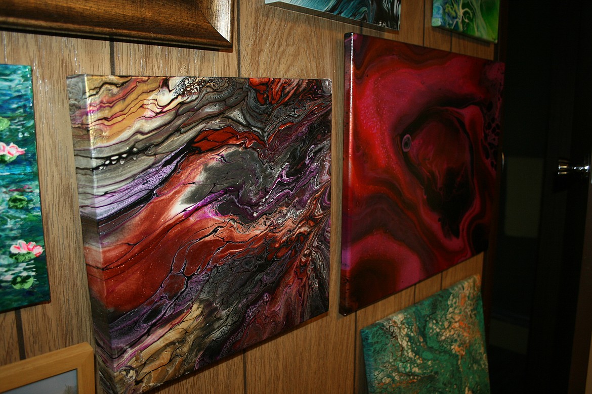 Artist Phyllis PuFahl said acrylic pouring produces an almost infinite variety, examples of which are on display in her Moses Lake studio.