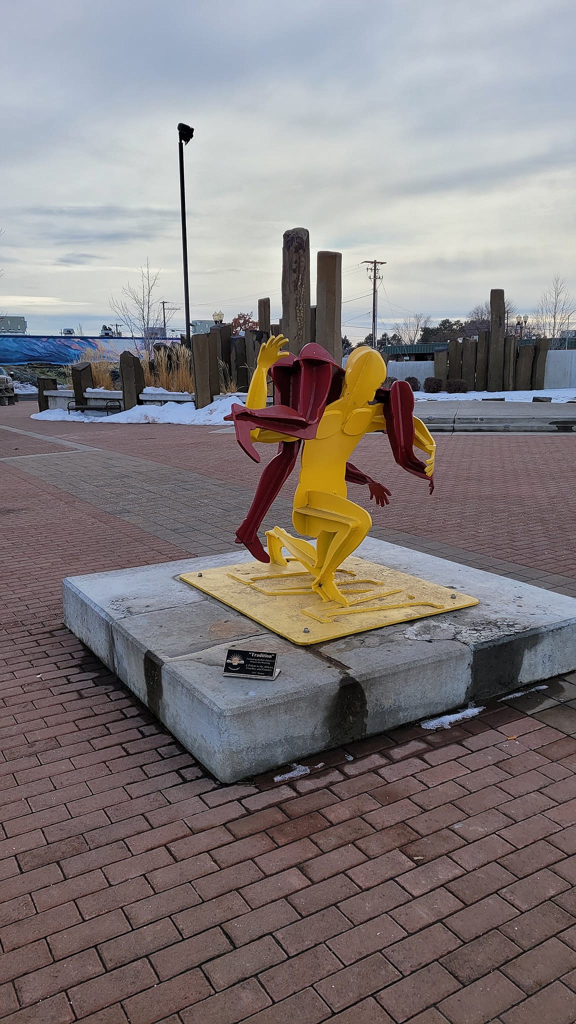 This statue honoring former athletes and coaches at Moses Lake High School stands in Sinkiuse Square. The square was named in honor of Chief Moses’ tribe, the Sinkiuse-Columbia tribe, and the MLHS Chiefs are also named in Moses' honor.