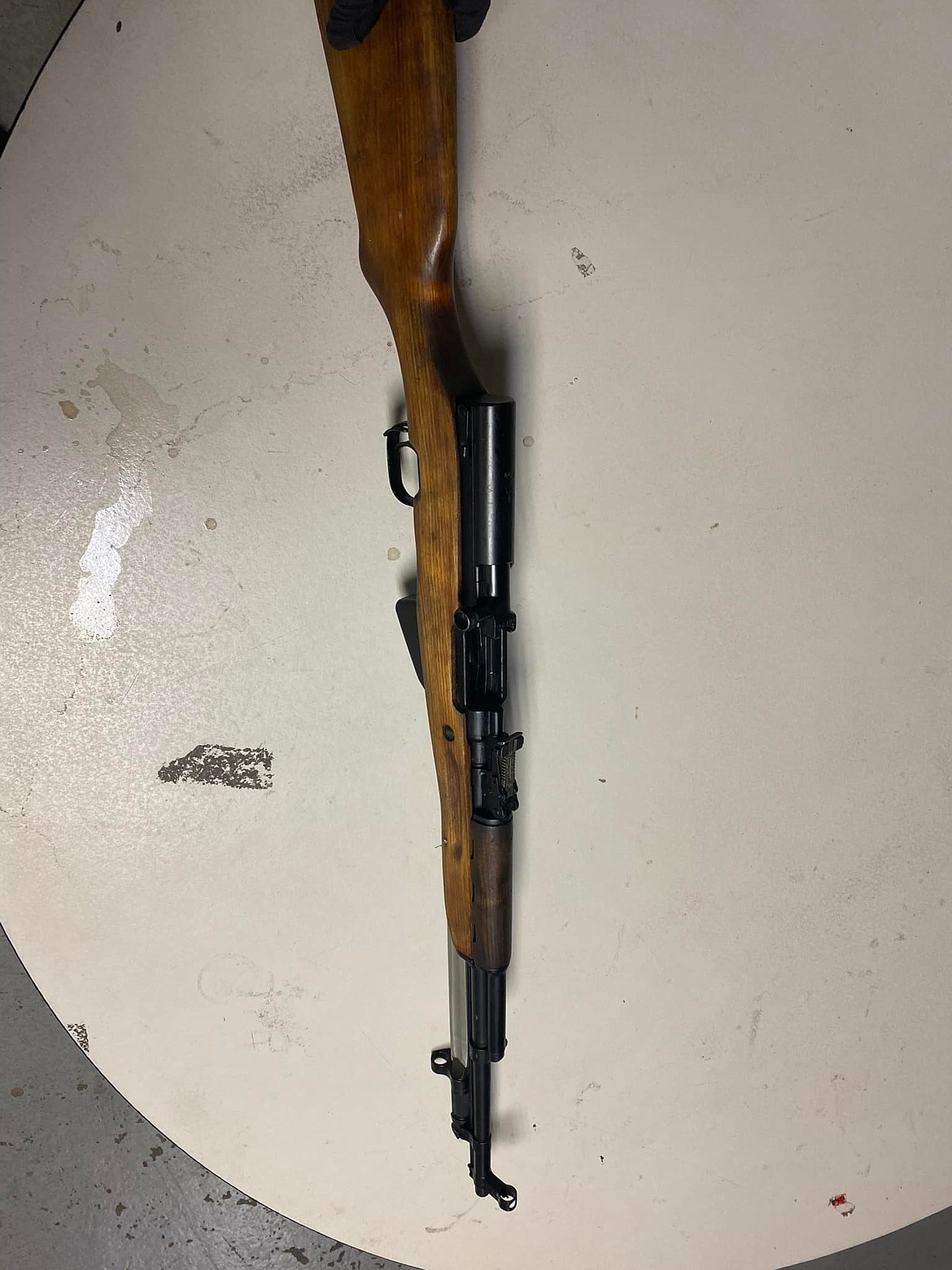 A SKS rifle, pictured, was allegedly found in a suspect’s vehicle earlier this month.