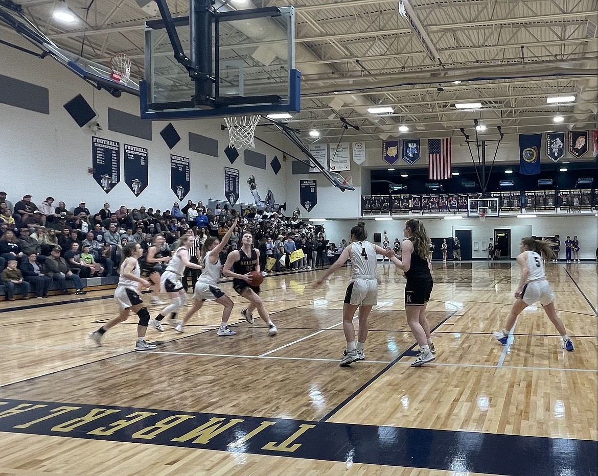 Hailey Cheney battles her way to the rim for two of her game high 20 points during the 3A District I championship game.