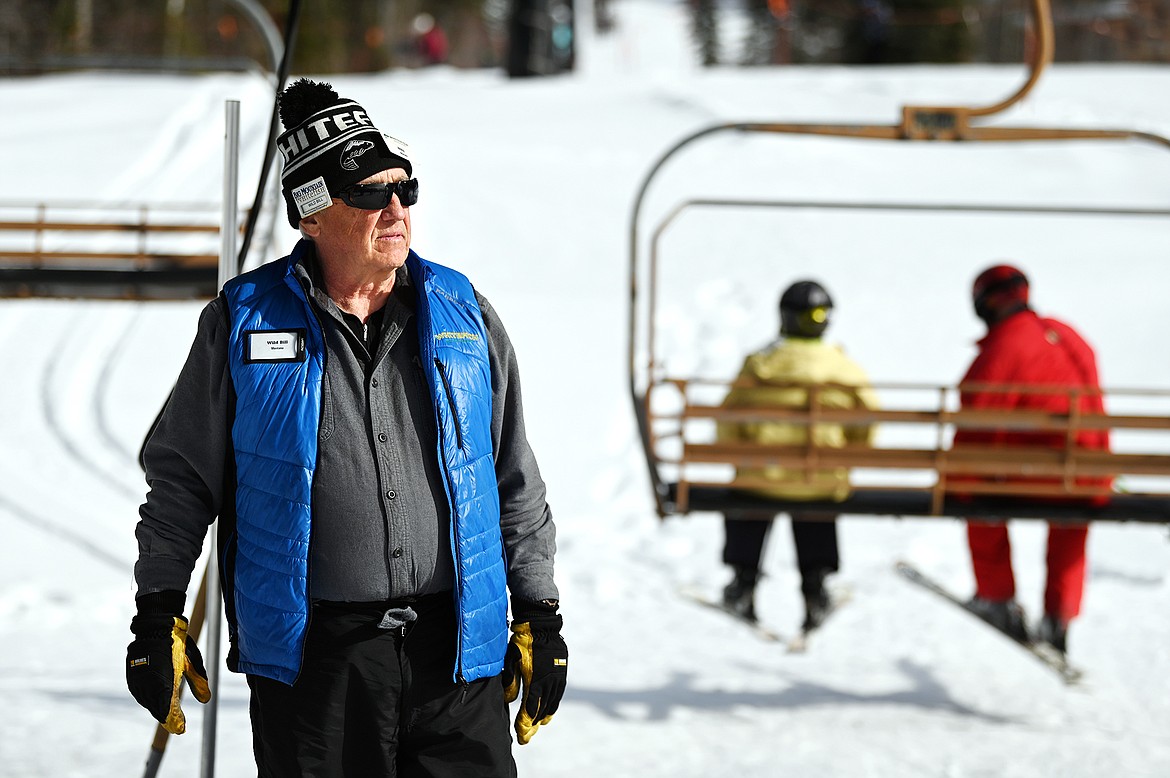 Bill “Wild Bill” Packer works the Chair 9 lift at Whitefish Mountain Resort on Thursday, Feb. 10. (Casey Kreider/Daily Inter Lake)