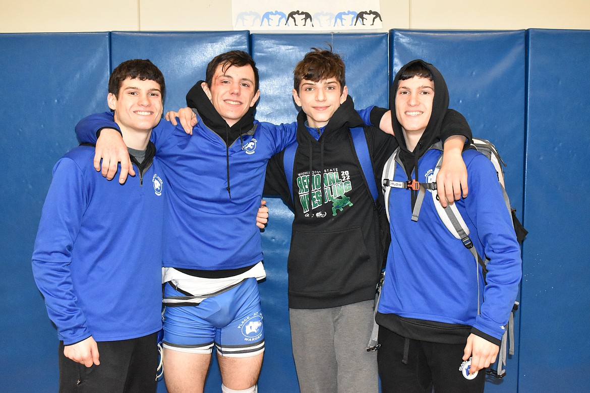 The wrestlers representing Warden High School at the WIAA Mat Classic XXXIII this weekend are, from left to right, Cason Cox, Dahani Trupp, Michael Gonzalez and Cael Cox. Cason Cox and Trupp are alternates for Warden. Senior Cael Cox took third at regionals in the 126-pound weight class and freshman Michael Gonzalez took fifth at regionals in the 106-pound weight class.