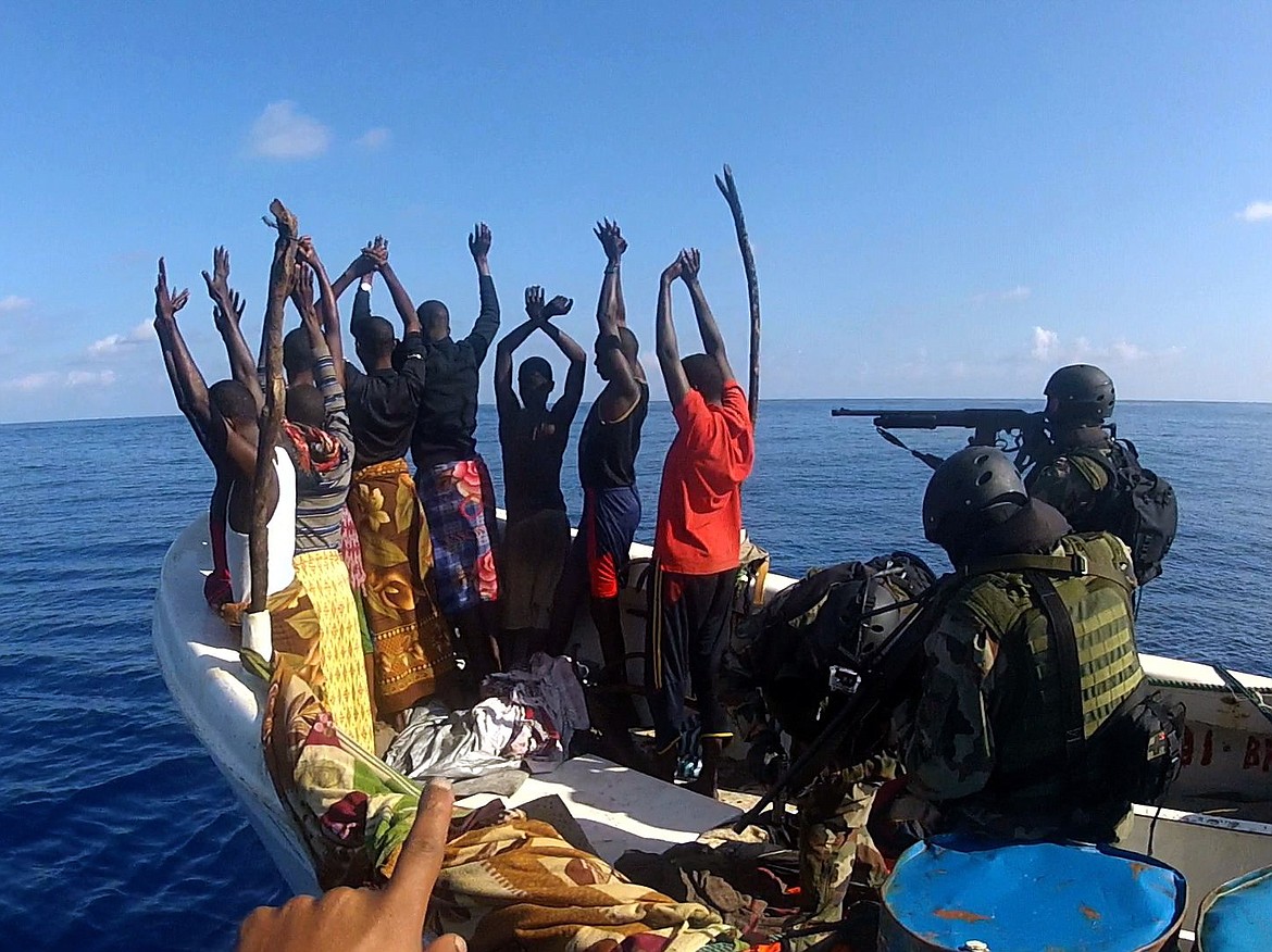 There is still piracy on the high seas around the world, this photo shows catching pirates off the coast of Somalia.