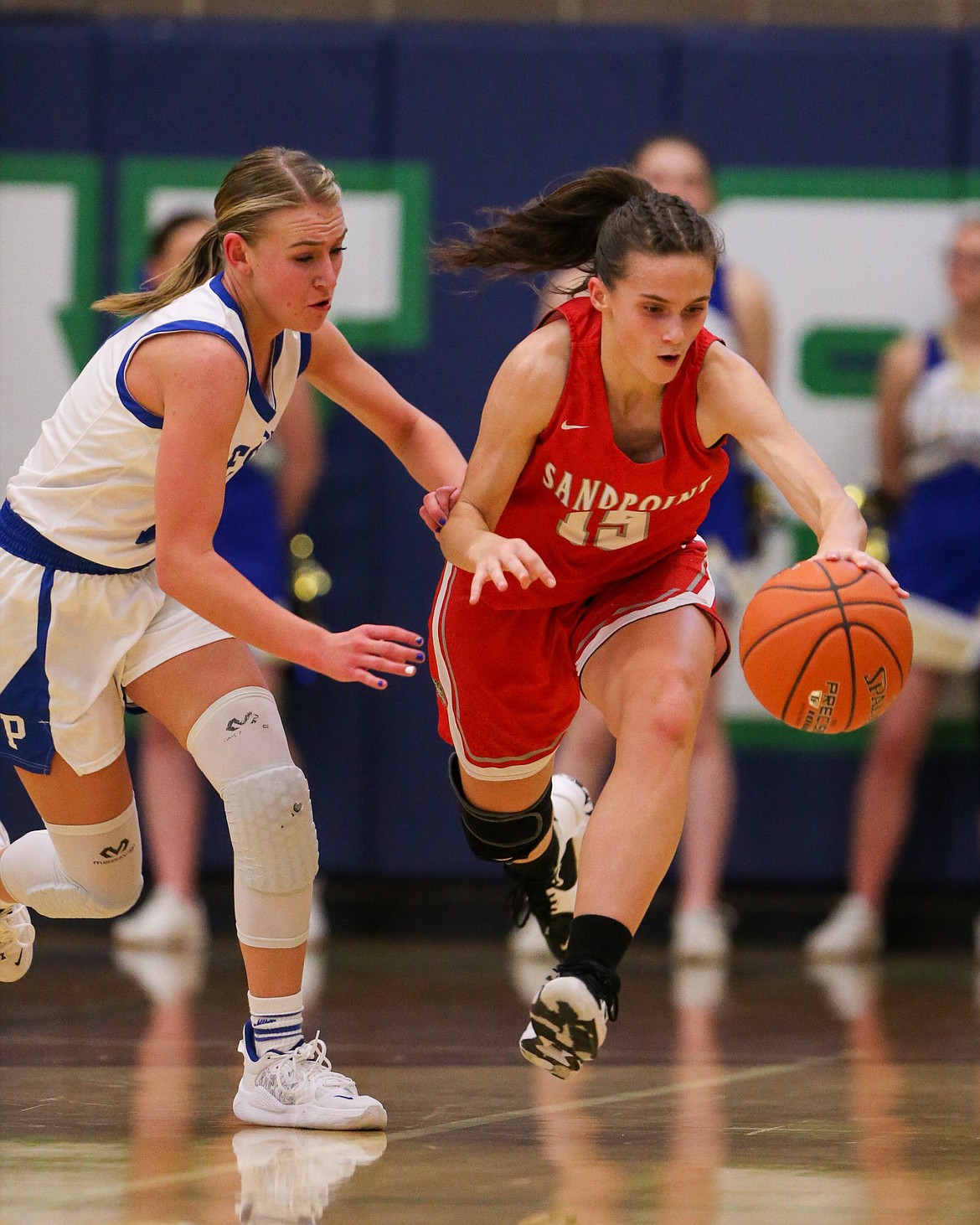 Aliya Strock dives for a steal in against Preston in round one of the 4A Idaho state tournament on Thursday.