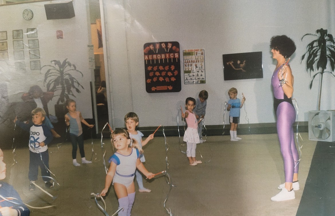 Tallie Althen leading kids aerobics in 1982.