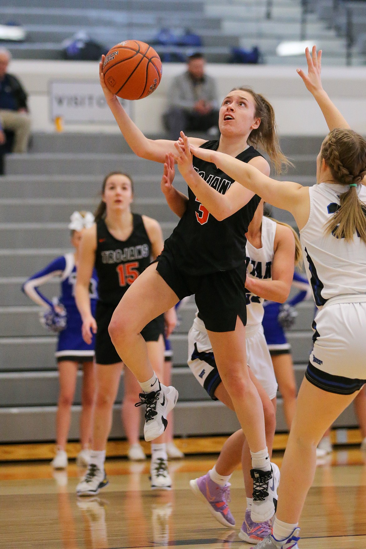 JASON DUCHOW PHOTOGRAPHY
Trinidie Nichols of Post Falls goes up for a shot against Thunder Ridge in the consolation championship game of the state 5A girls basketball tournament Saturday at Ridgevue High in Nampa.