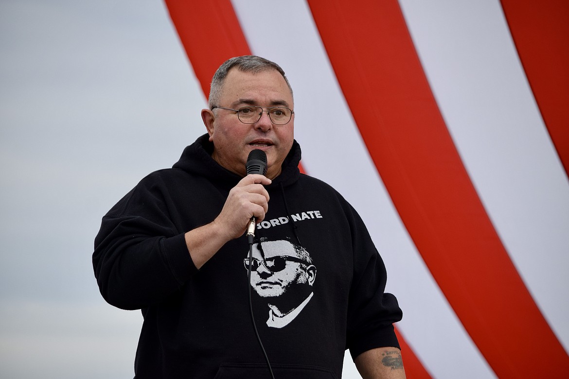 Candidate for Congress Loren Culp speaking at the Freedom Ride and Rally on Saturday.
