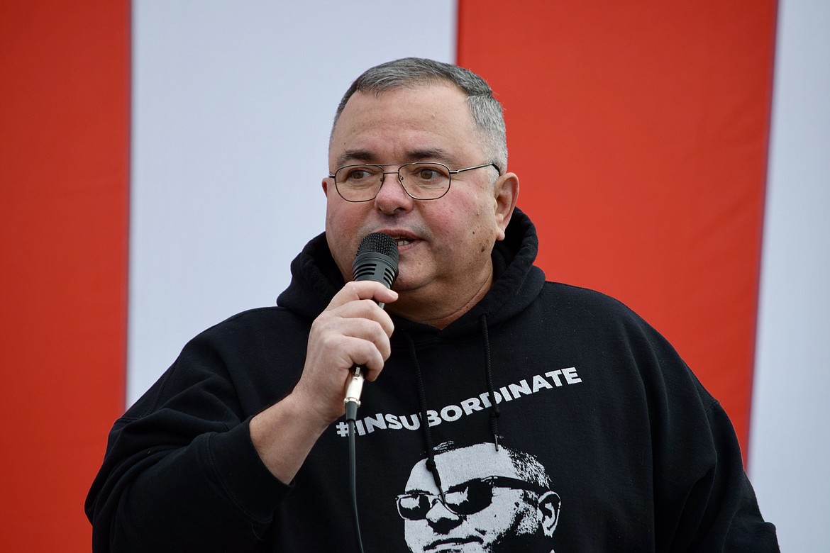 Candidate for Congress Loren Culp speaking at the Freedom Ride and Rally on Saturday.