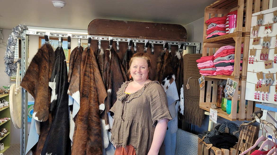 Erin Fruge of The Southern Gypsie said she has been happy to offer cowhide rugs to shoppers in her new boutique. The hides run for about $250 and come in a variety of patterns and colors and are good to hang on the wall or lie on the floor.