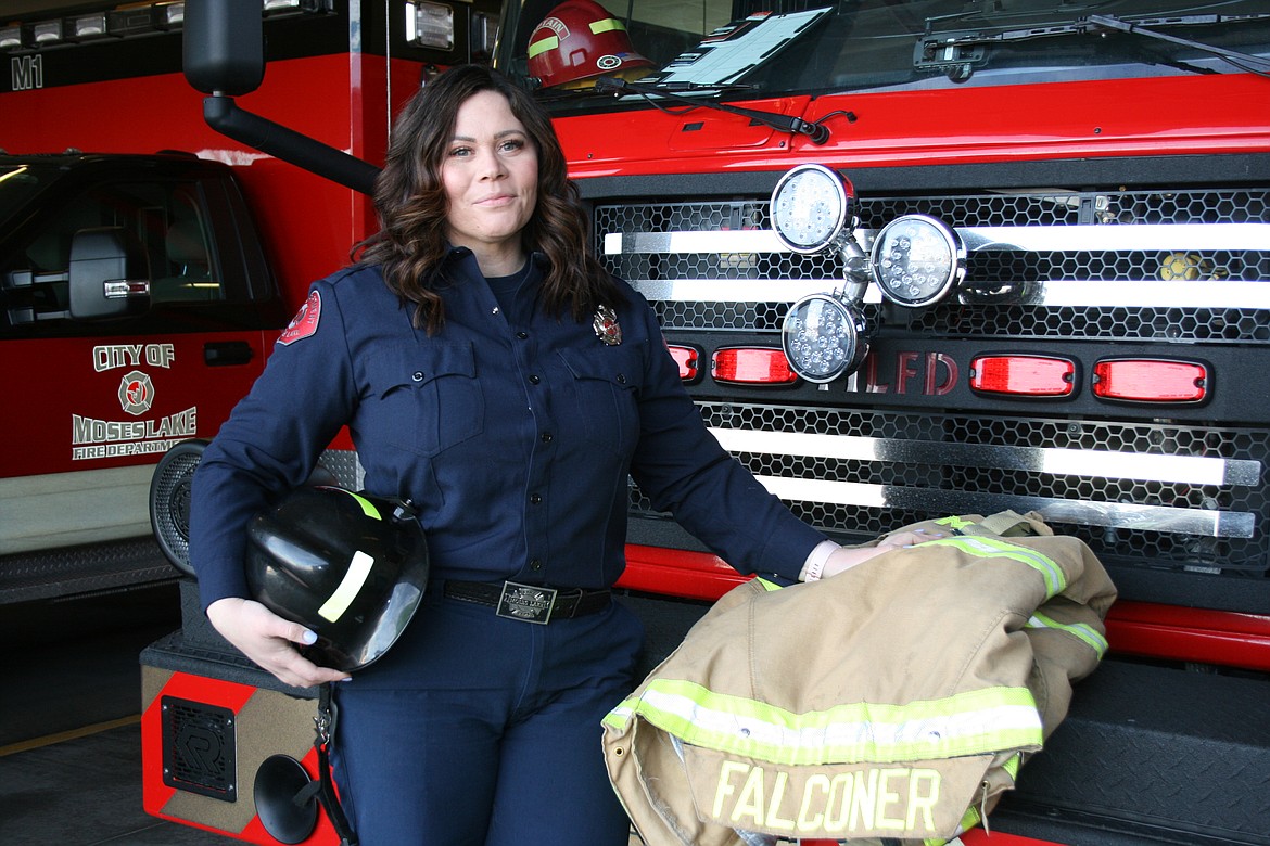 Lynn Falconer, pictured at the Moses Lake Fire Department Station 1, was named the Paramedic of the Year for 2021 by the department. Falconer said she encourages women to consider firefighting and EMS as careers.