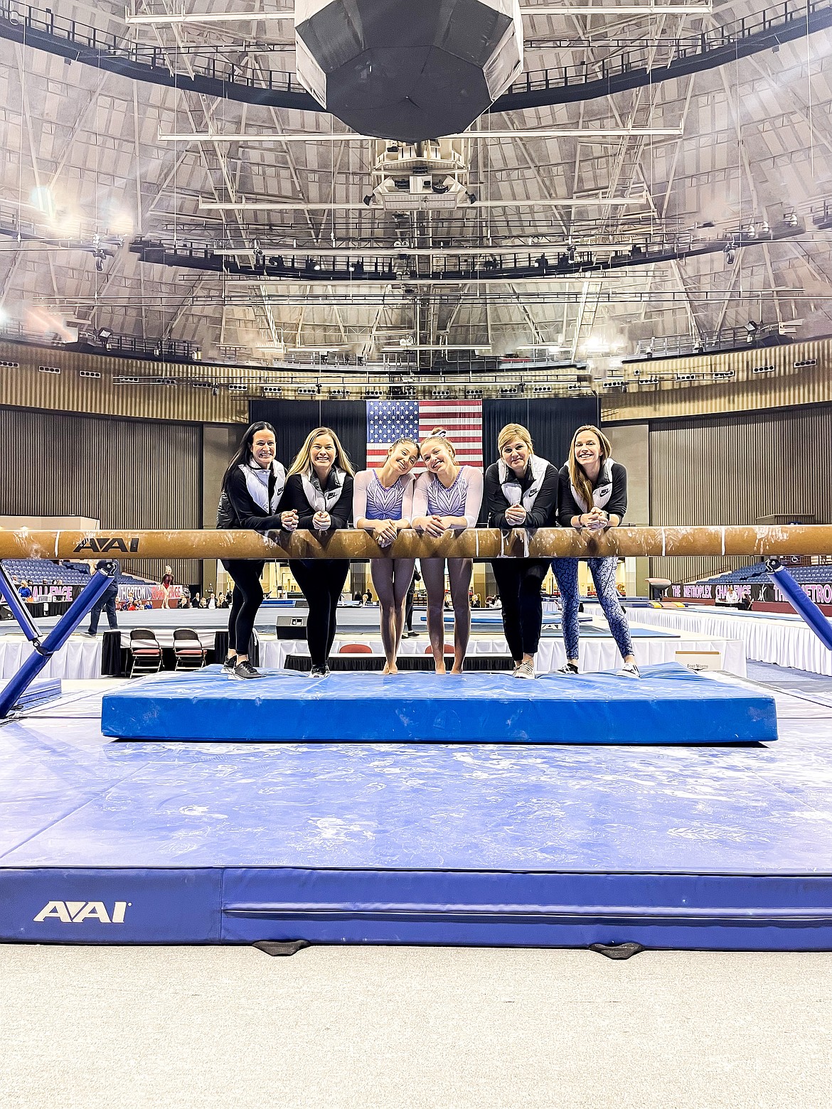 Courtesy photo
Avant Coeur Level 10s competed at the Metroplex Challenge on podium in the arena at the convention center in Fort Worth, Texas. From left are Lisa Adlard, Kelsey Kato, Maiya Terry, Madalyn McCormick, Barbara DePasquale and Shelby Oliver.