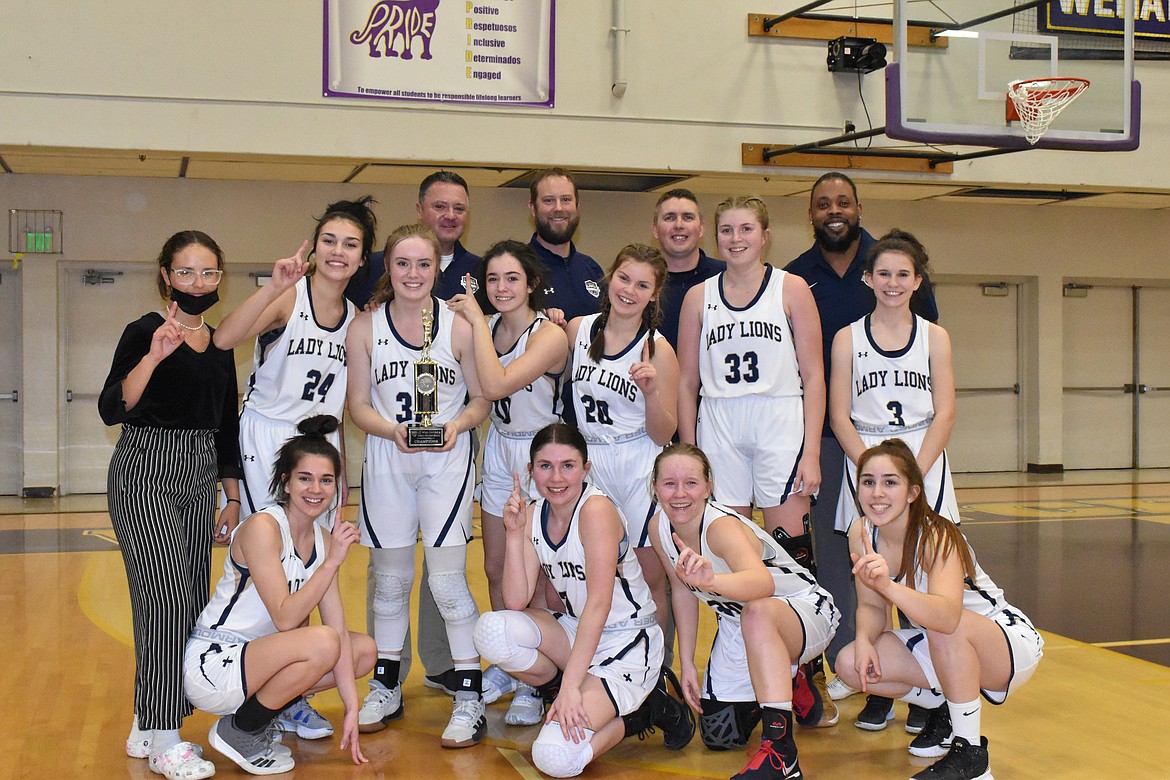 The MLCA/CCS girls basketball team took home the district title on Feb. 17 after beating Waterville-Mansfield 35-34.