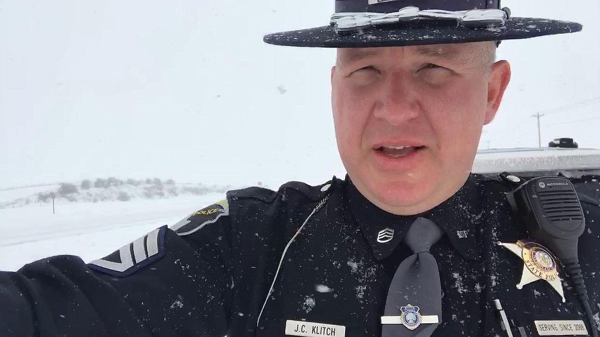Idaho State Police Sgt. Justin Klitch warns North Idaho motorists of hazardous driving conditions via Twitter Monday morning.