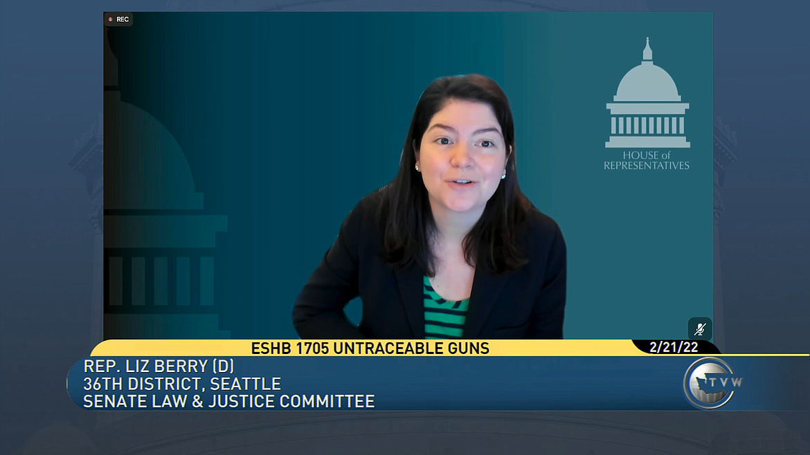 Rep. Liz Berry, D-Seattle, put House Bill 1705 forward this session following a similar proposal by President Biden last spring. Above, Berry speaks about the legislation during a Senate Law and Justice Committee meeting.