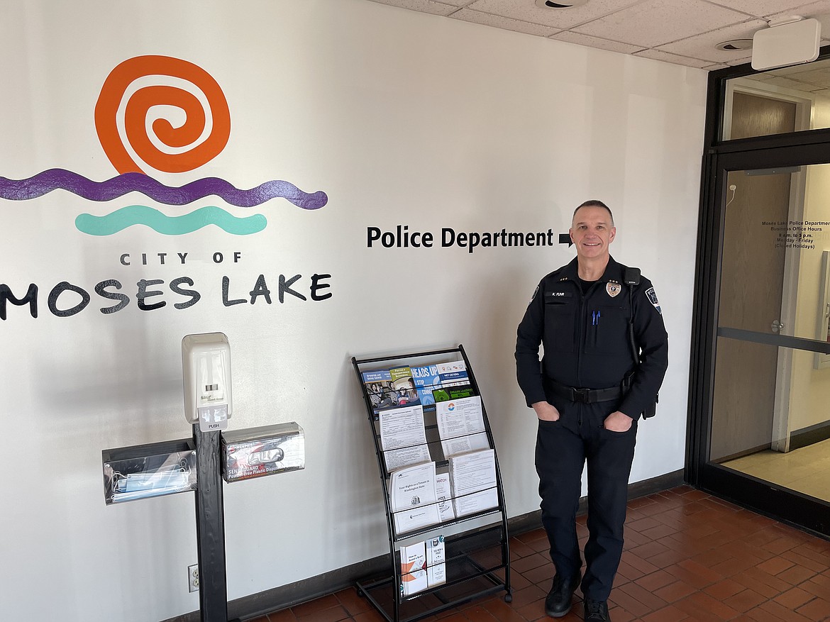 Moses Lake Police Chief Kevin Fuhr stands in the entrance to the city’s current police headquarters. On Tuesday, the Moses Lake City Council approved examining what it would cost to build a new police department, rather than simply remodel the existing building.