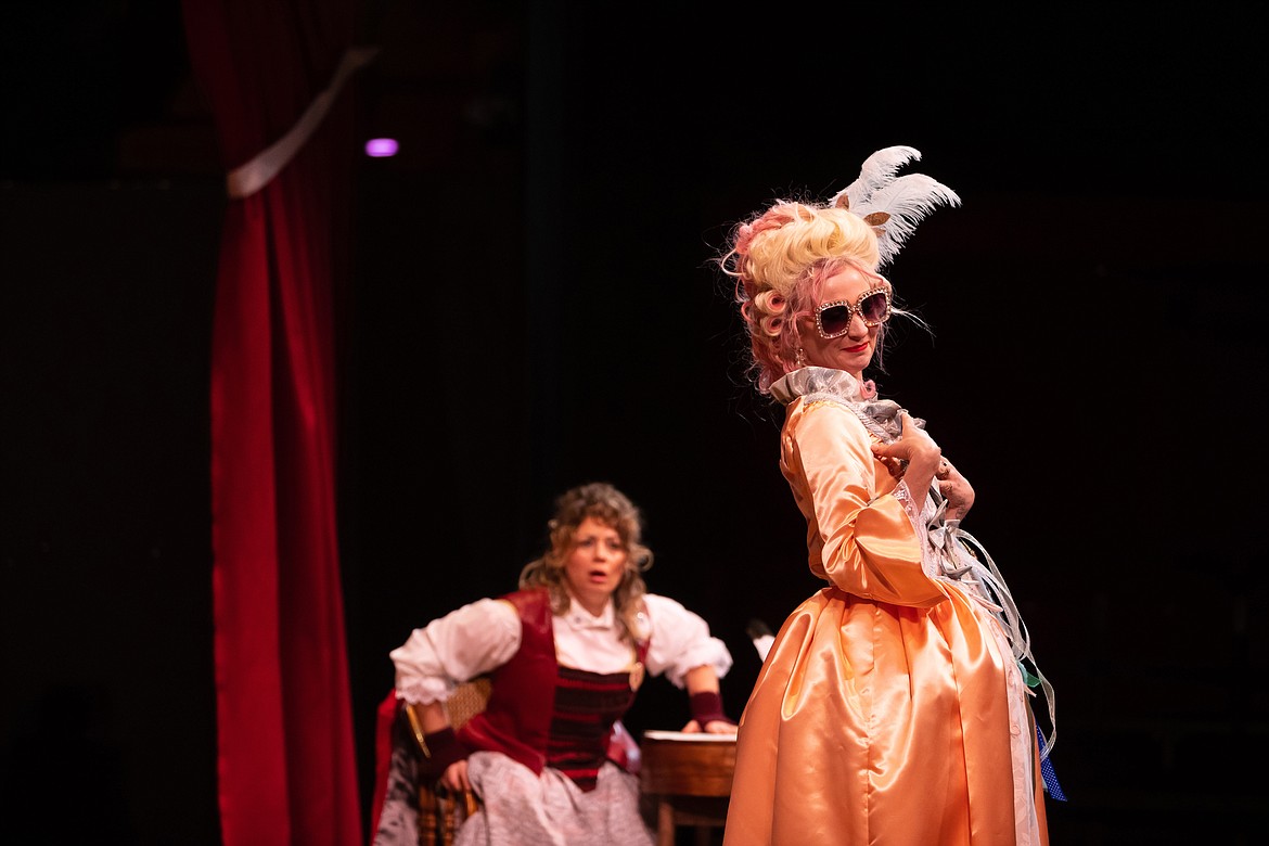 Joy James and Becky Rygg in WTC’s production of “The Revolutionists” -photo credit:: Matt Wetzler of Thewmatt Photograph