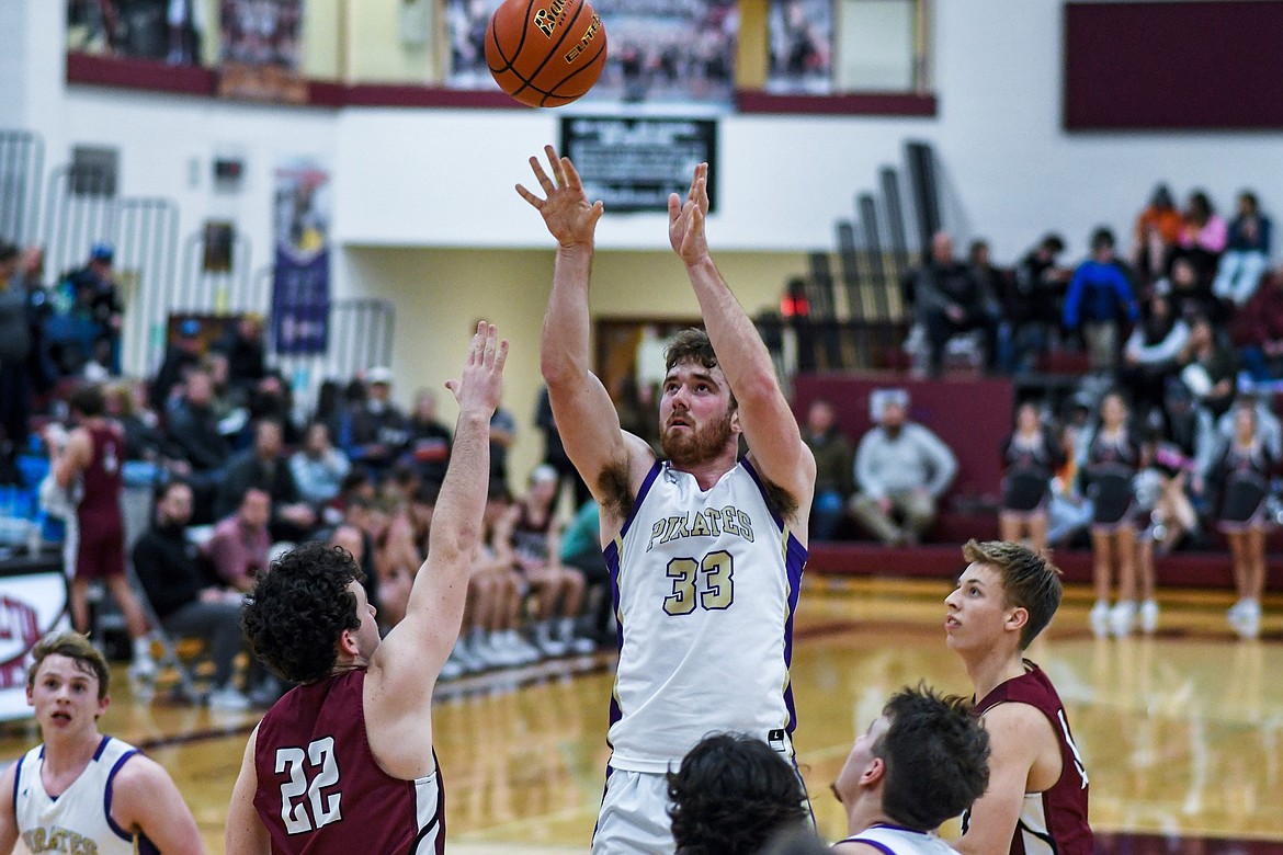 Braunson Henriksen puts up a shot against Hamilton on Thursday. (JP Edge/Hungry Horse News)