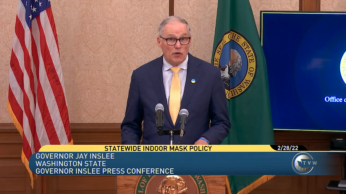 Gov. Jay Inslee addressed the state on the indoor mask mandate during a press conference on Monday.