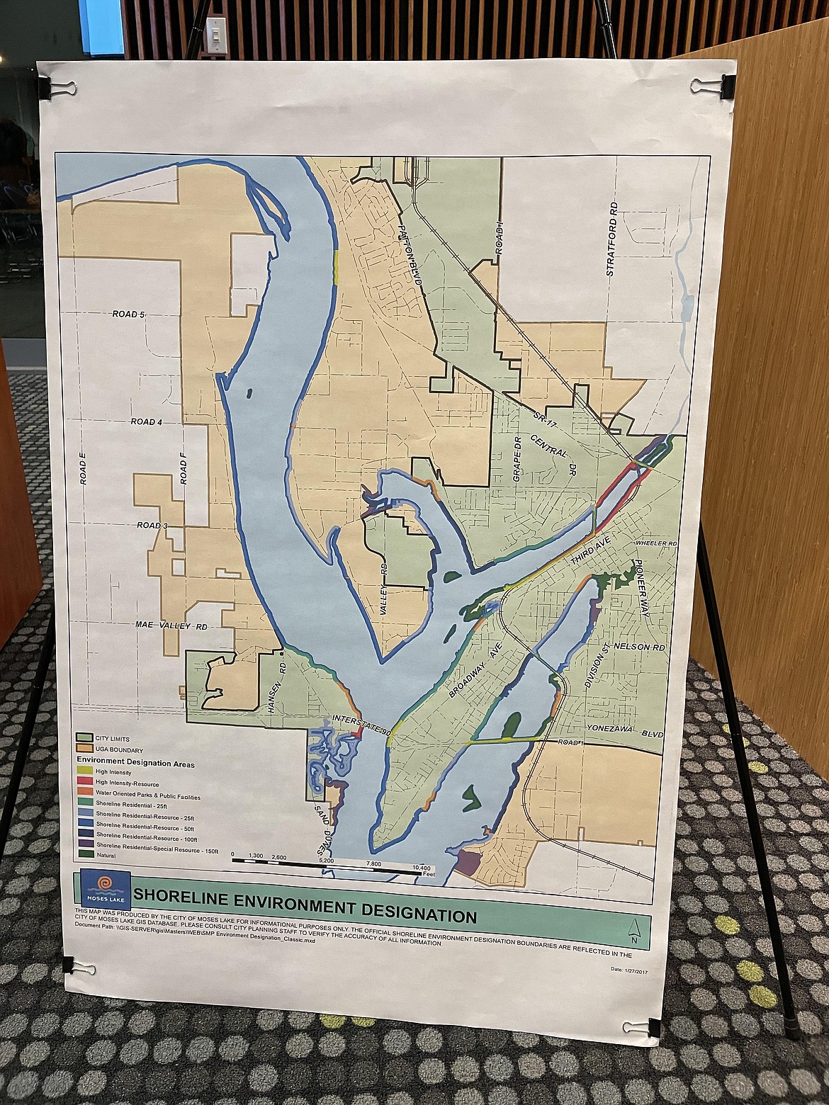 The city’s shoreline environment designation map.