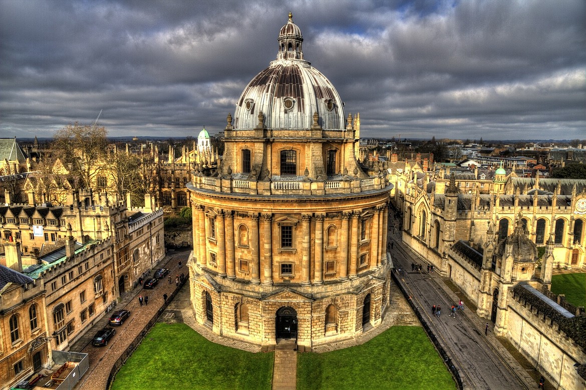 The historic Radcliffe Camera of the Bodleian Library complex at Oxford established in 1602.