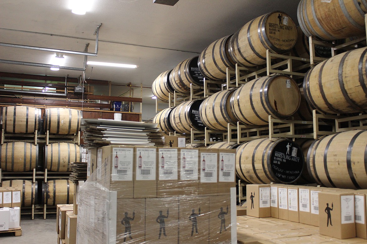 Bourbon barrels that create the many spirits Whistling Andy sells were almost out of reach when supply chain issues exacerbated an already tight market. Head Distiller Gabe Spencer said he has to project how many barrels they will need through 2024. (Taylor Inman/ Bigfork Eagle)