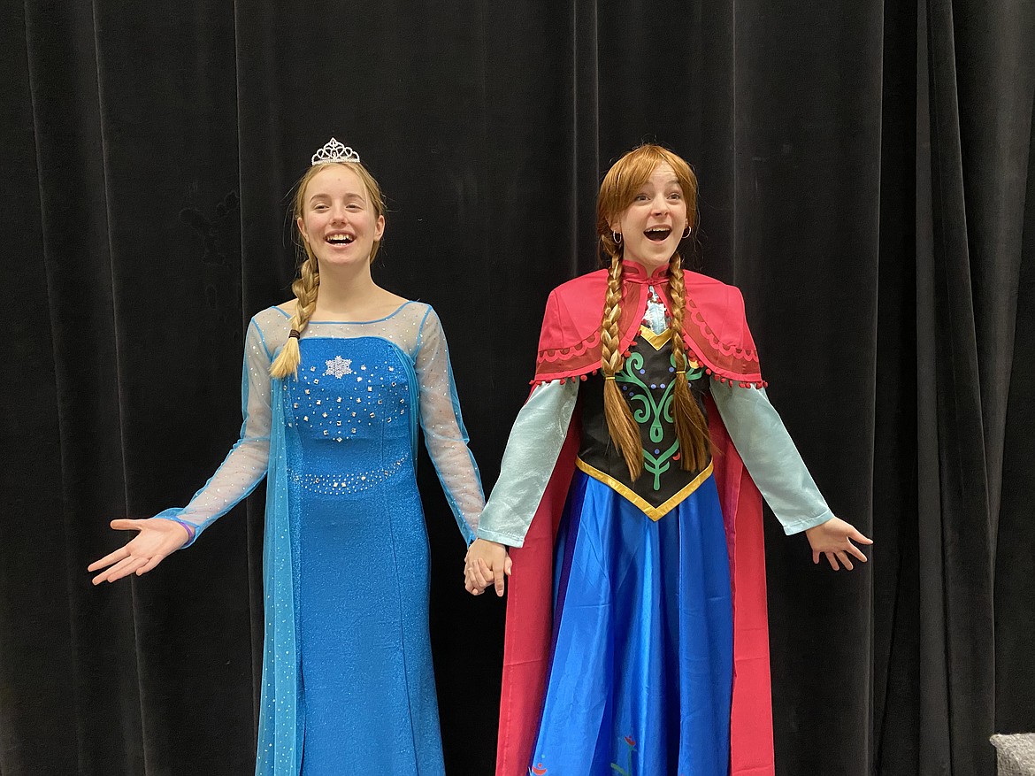 Quinn Berkram (pictured left) plays Elsa and Neva  Shilling plays Anna in Kalispell Middle School's production of "Disney's Frozen Jr."