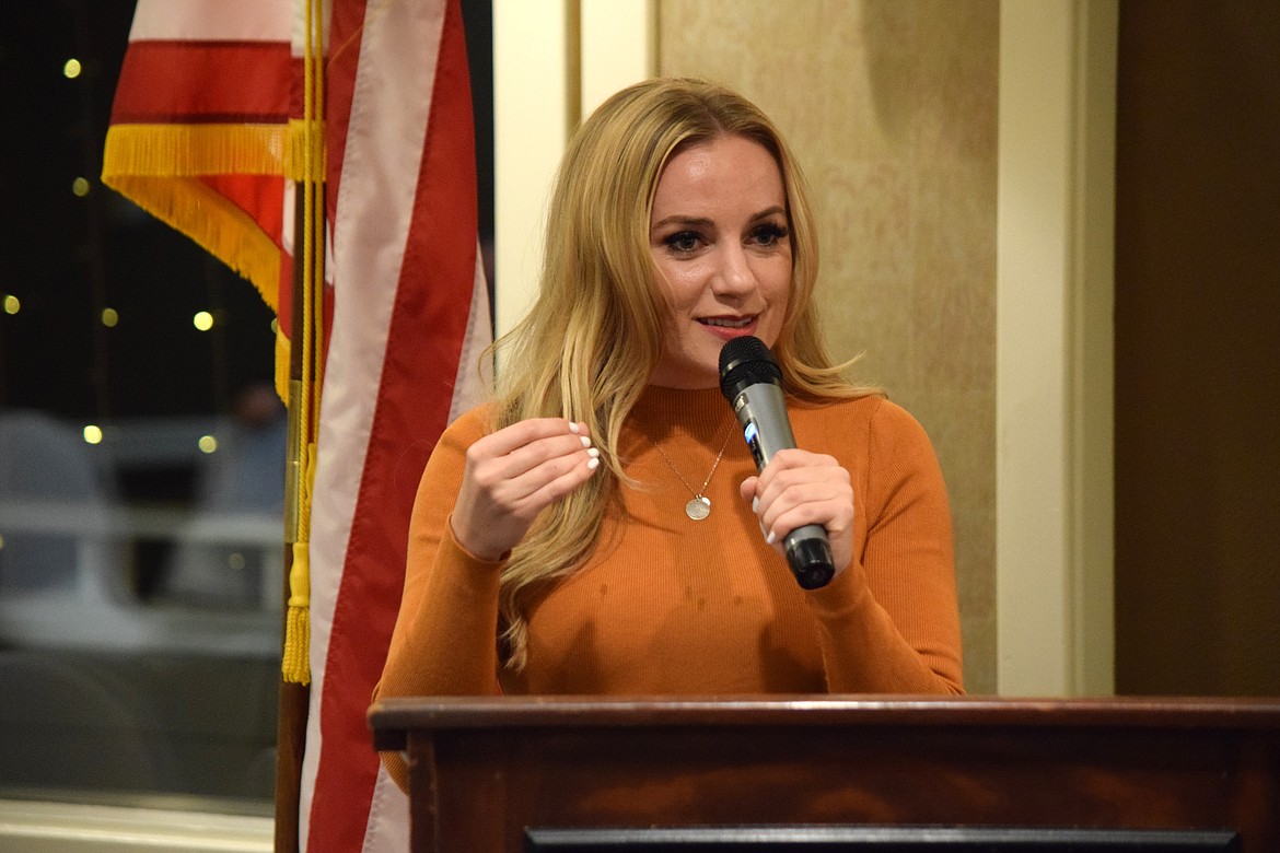 Ivory Hecker, an independent journalist and former reporter for Fox 26 TV in Houston, relates why she quit her job as a TV reporter during the keynote address at Saturday’s Grant County Republican Party Fundraiser and Lincoln Day Dinner last Saturday at the Pillar Rock Grill in Moses Lake.