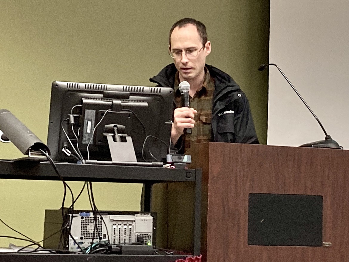 North Idaho College student Mark Tetzlaff shares qualities he would like to see in the next president at the open forum on Tuesday at the NIC main campus in Coeur d'Alene, hosted by the search firm assisting the college. HANNAH NEFF/Press