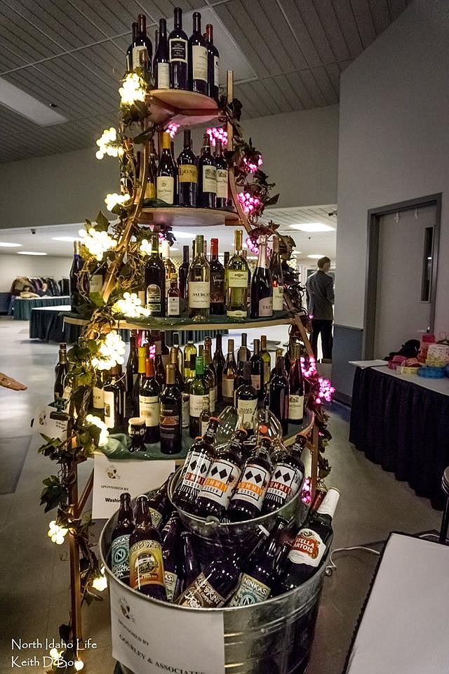 The fabulous wine tree at the Post Falls Eduction Foundation's Wine, Stein and Dine event. Six-hundred guests are expected to attend the 25th anniversary, this Saturday at the Greyhound Park and Event Center in Post Falls. Guests will be treated to offerings from over 85 wineries, microbreweries and restaurants.