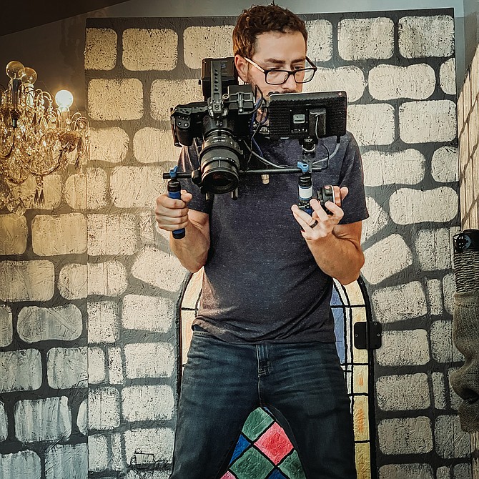 Aaron Anstett, co-founder of Kootenai Creative, is seen here with his cinema rig.
