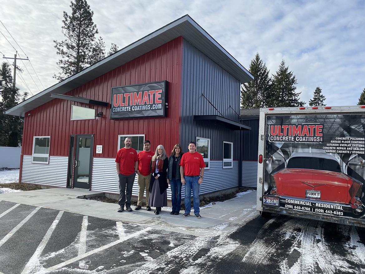 From left, Mike Clafflin, Sam Santiago, Beth Murison, Stacey Curson and Rick Curson of Ultimate Concrete Coatings.