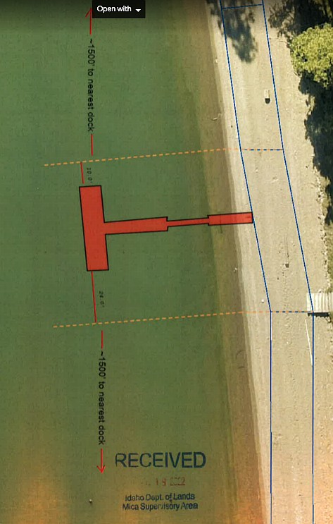 A view of the proposed dock as submitted in the application to the Idaho Department of Lands.