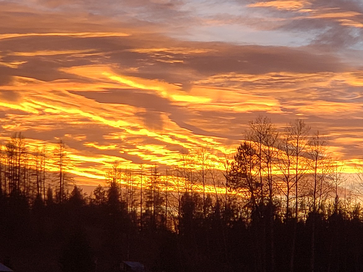 Judy Clark shared this Best Shot of a recent sunset in the area. If you have a photo that you took that you would like to see run as a Best Shot or I Took The Bee send it in to the Bonner County Daily Bee, P.O. Box 159, Sandpoint, Idaho, 83864; or drop them off at 310 Church St., Sandpoint. You may also email your pictures in to the Bonner County Daily Bee along with your name, caption information, hometown and phone number to bcdailybee@bonnercountydailybee.com.