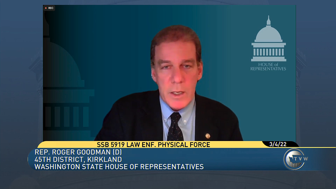 Rep. Roger Goodman proposed an amendment to some of Senate Bill 5919’s language. The legislation, if signed by Washington Gov. Jay Inslee, will restore options for law enforcement officers to use force and arrest offenders.