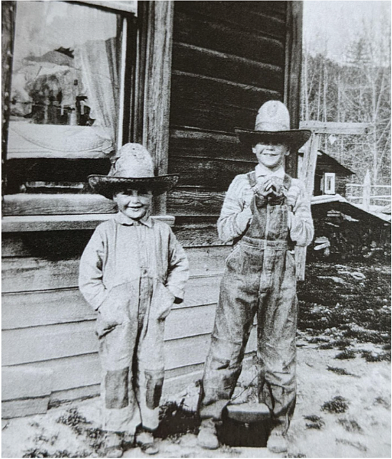The young Pete and Elmer Sprunger (on right) during the early days of Bigfork. (Collection of Jerry Sprunger)