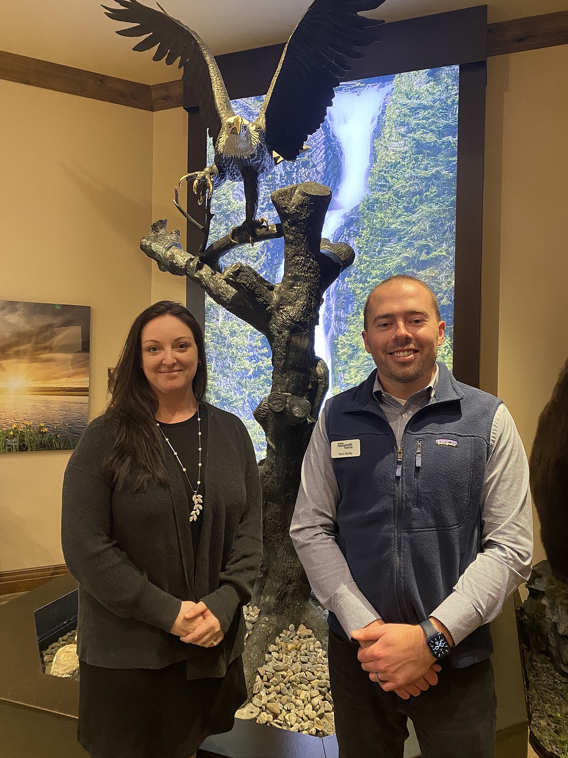 Vanessa Moos, CEO of Children's Village and Idaho Nonprofit Center board member, stands with Kevin Bailey, the CEO of Idaho Nonprofit Center, following the regional conference, Monday, held at Pinkerton Retirement Specialists LLC, in Coeur d'Alene.